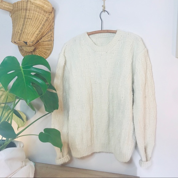 vtg fisherman knit oversized boyfriend sweater - Picture 5 of 8